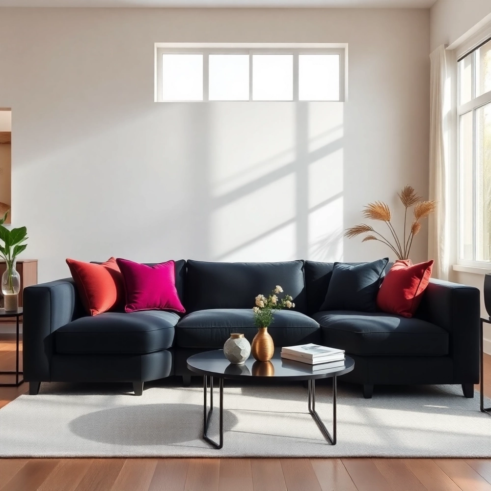 Czarną Kanapa W Salonie Inspiracje