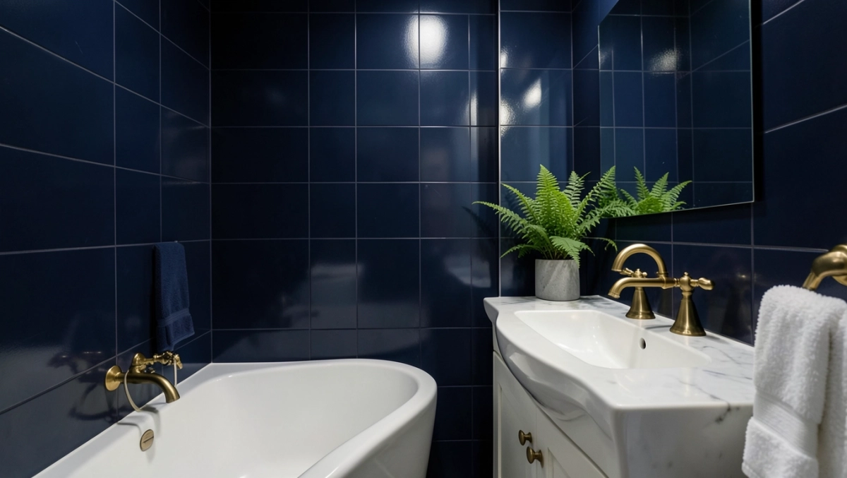Granatowa łazienka inspiracje