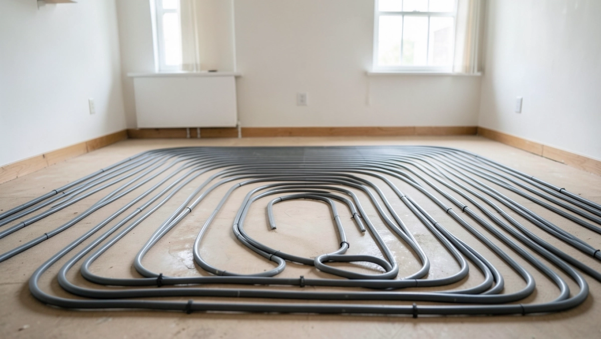 Salon 30 m2 ile pętli podłogówki