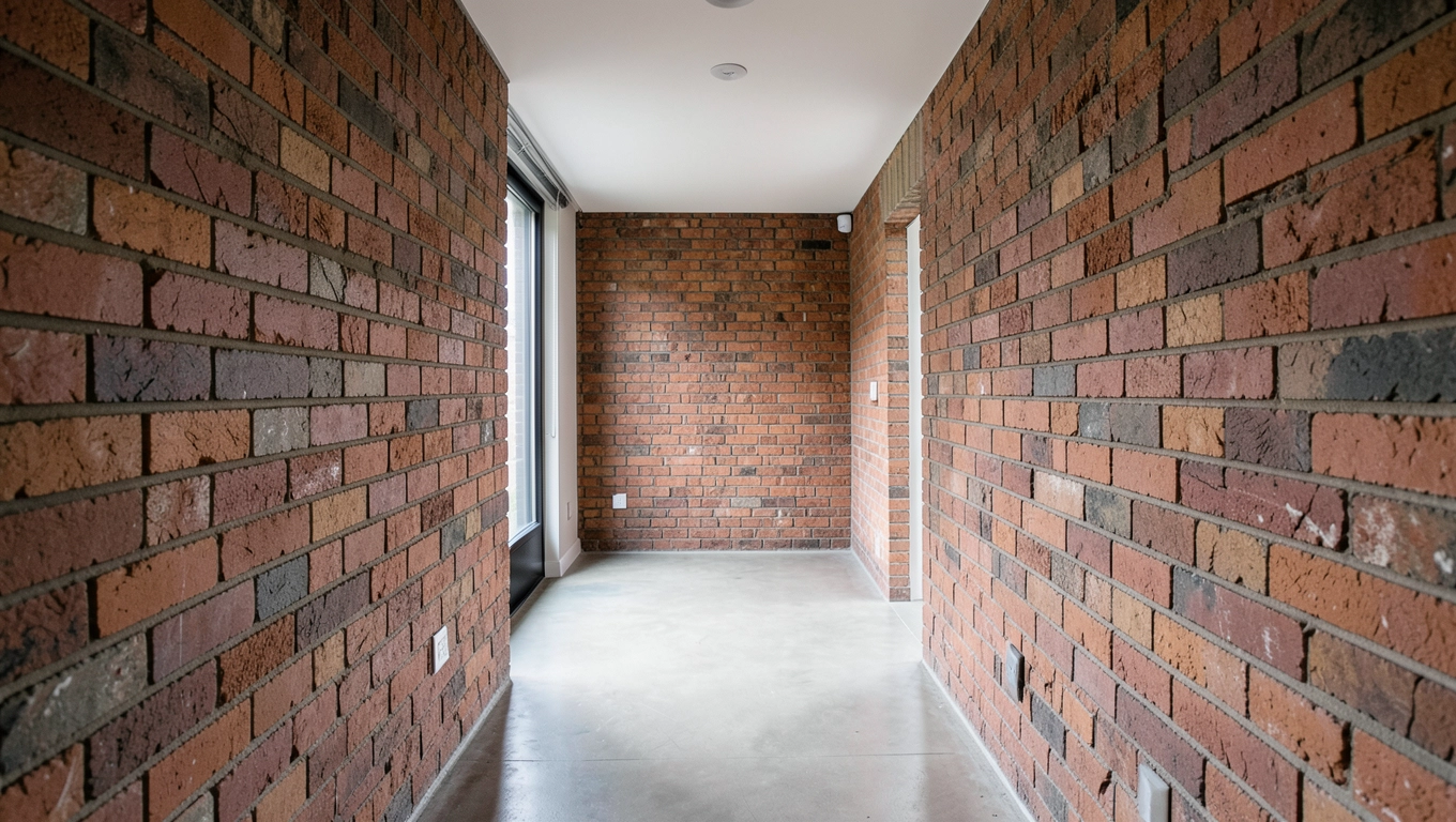 Ściany w nowoczesnym przedpokoju loft w bloku