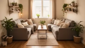 dwie sofy w małym salonie inspiracje