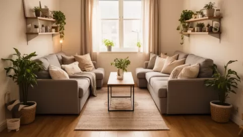 dwie sofy w małym salonie inspiracje