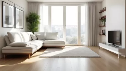 Jaka podłoga do białych mebli w salonie