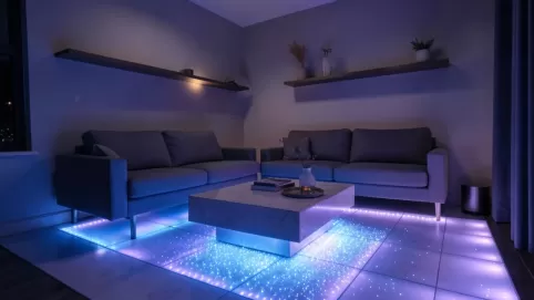 Podświetlana podłoga w salonie