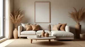 Salon beżowo brązowy jakie dodatki