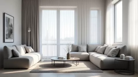 Szary salon jakie zasłony