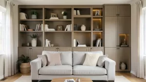 zabudowa ściany w salonie