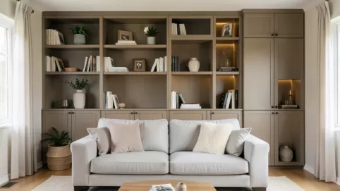 zabudowa ściany w salonie