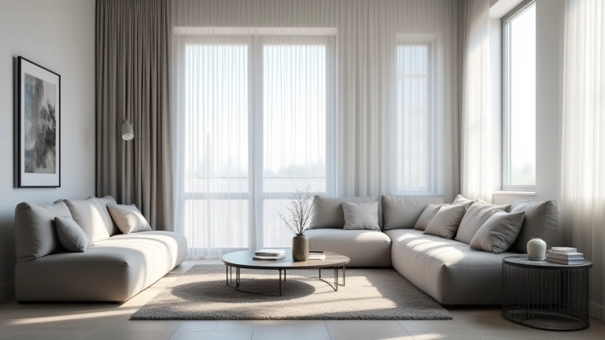 Szary salon jakie zasłony